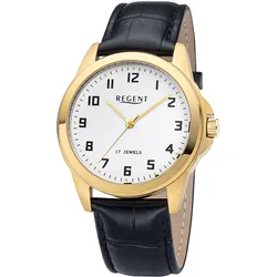 Regent F-1631 Herrenuhr Handaufzug Schwarz/Goldfarben