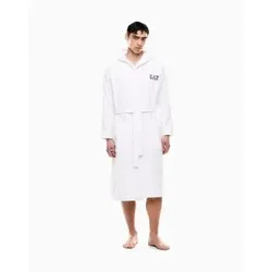 EA7 für Herren. 7M000441_AF14014 Bademantel aus weißem Baumwollfrottee (XL), Heimtextilien, Baumwolle