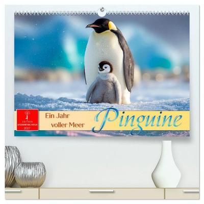 Pinguine - ein Jahr voller Meer (hochwertiger Premium Wandkalender 2027 DIN A2 quer), Kunstdruck in Hochglanz