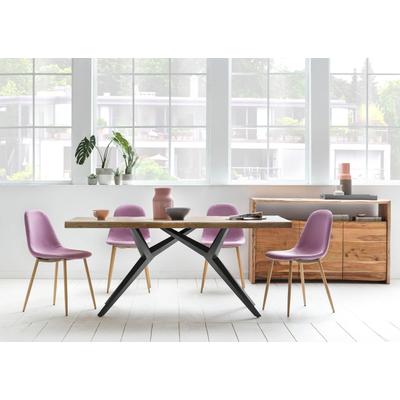 Esstisch SIT "Toronto Massivholz mit Baumkante & extravagantem Metallgestell", gelb (mango), B:220cm, Tische, Rechteckiger Esstisch Holz-Esstische, Speisetisch Baumkante wie gewachsen & extravagantes Metallgestell