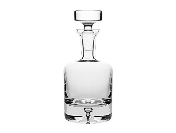 Barski Whiskey-Dekanter aus Glas, 750 ml, europäische Qualität, runder Dekanter für Whiskey, Likör, mit Stopfen, mit Seifenblasenboden, hergestellt in Europa