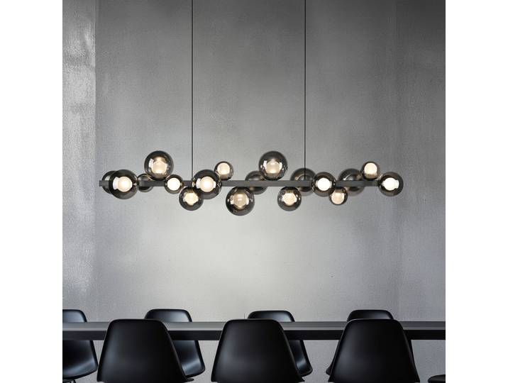 E-Popup LED-Hängelampe, platin, Glas, CCT, 18-flg. - PURE PURE E-Popup - Wohnzimmer - Modern - Mit Schirm