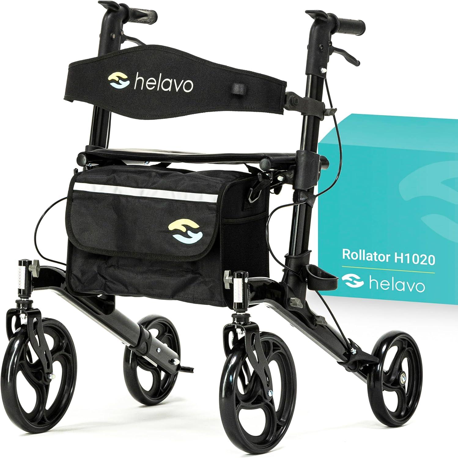 Faltbarer Premium-Rollator mit Sitz - Individuell verstellbarer Aluminium-Rollator