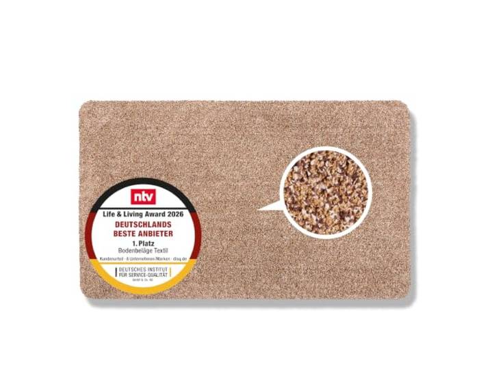 Rutschfeste Schmutzfangmatte innen waschbar - Beige 90x150 cm (Rechteckig) Saugfähige Sauberlaufmatte Innenbereich Entra SAUGSTARK pflegeleicht Sauberlaufmatte 100% Baumwolle Türmatte robust Fußmatte