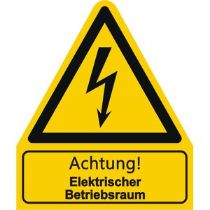Abtec Hinweisschild ISO 7010 W01, Folie, 24 x 21 cm, Warnzeichen, Elektrischer Betriebsraum