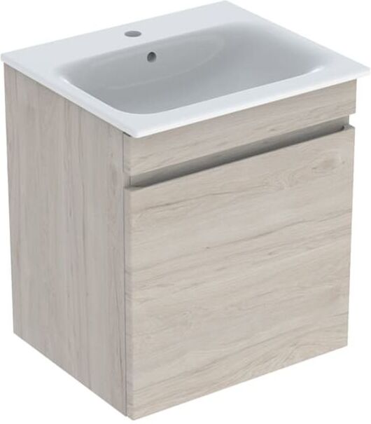 Geberit Renova Plan Möbel-Waschtisch-Set 501915001 60x62,2x48cm, Korpus nussbaum hell beschichtet, Waschtisch weiß