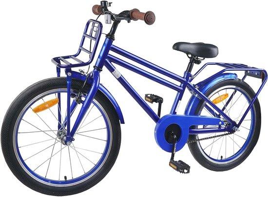 Kinderfahrrad - Jungefahrrad, Mädchenfahrrad - Sicher draußen spielen - Stahlrahmen, Rücktrittbremse - 18 Zoll - Dunkelblau