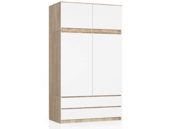 Armoire avec surmeuble AKORD S90 Chêne Sonoma 90 cm 2 portes 2 tiroirs façade Blanche 6 étagères 90x51x234 cm