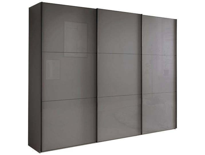 Chameo Schwebetürenschrank, Lavagrau, Glas, 9 Fächer, 250x217x67 cm, Schlafzimmer, Kleiderschränke, Schwebetürenschränke