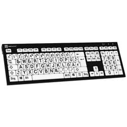 Logickeyboard XL-Print Kabelgebunden Tastatur Deutsch, QWERTZ Schwarz Multimediatasten, USB-Hub, Geräuscharme Tasten LKB-LPBW-BJPU-DE