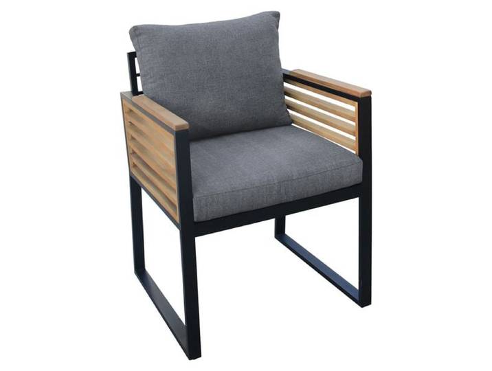 OUTLIV. New York City Gartensessel Aluminium mit Sitz- und Rückenkissen Schwarz Hellgrau