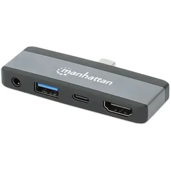 Manhattan 190404 laptop-dockingstation & portreplikator Kabelgebunden USB 3.2 Gen 2 (3.1 Gen 2) Type-C Grau