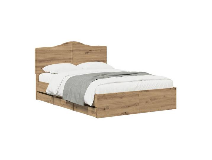 vidaXL Bett Bed Frame with Storage and Headboard Artisan Oak 140 x 190 cm (1-tlg)