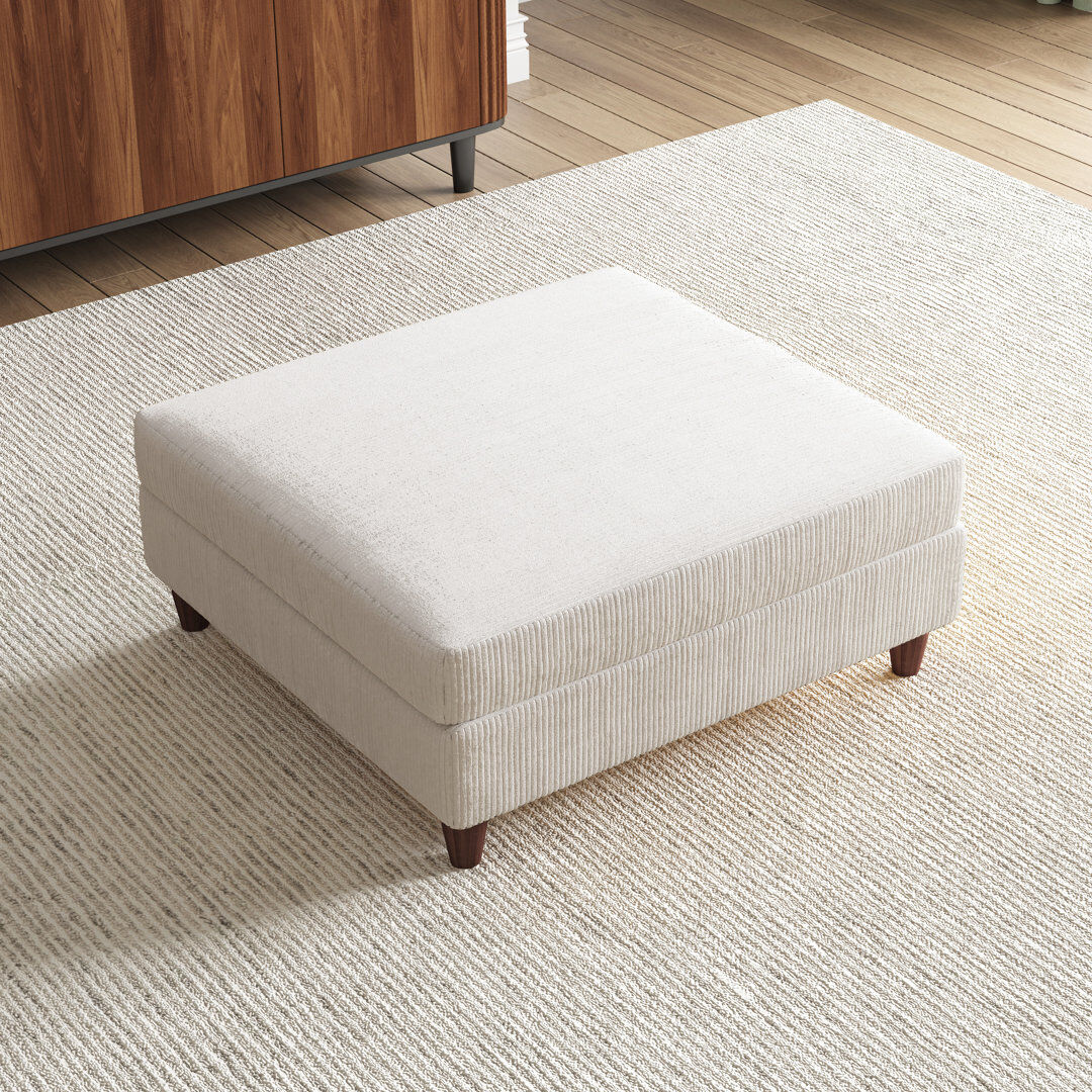 Pia Ricco Mordecai 97Cm Wide Square Footstool Ottoman Beige 47cm H X 97cm W X 97cm D