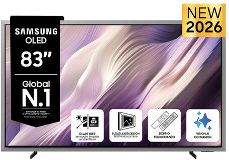 Samsung OLED AI TV 83'' QE83S99HAEXZT 4K, Processore NQ4 AI Gen3, 4K AI Upscaling Pro, Glare Free, OLED HDR Pro, Motion Xcelerator 165Hz, Dolby Atmos & O