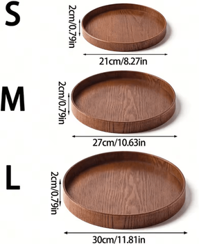 Inspire Essentials Round Wooden Serving Tray For Home And Kitchen m