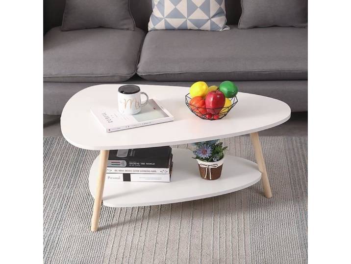 Table basse ovale - Nordique - Double couche - Imperméable et durable