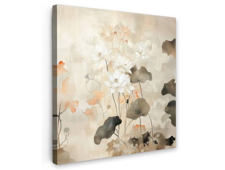 LEINWANDBILD Blumen - Japandi - Wabi sabi Wandbild Wohnzimmer 50x50 cm