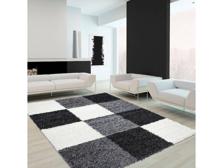 Ayyildiz Teppiche Life Shaggy 1501 rechteckig 30 mm Höhe Langflor, robust, Karo, Wohnzimmer