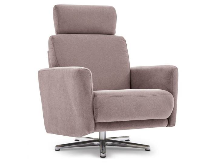 Calizza Interiors Lari Sessel - Flachgewebe Eco-Soil 70 magnolie - inkl. Kopfstütze Modern, Zeitlos