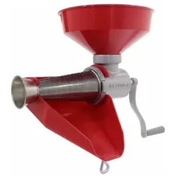 Reber N N5 Manuelle Tomatenpresse Trichter und Tropfrinne aus Kunststoff, Entsafter, Rot, Silber