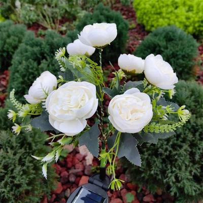 Uplift Picks GlowBloom Solar Flower Garden Lights Camellia Outdoor Landscape Path Decor white