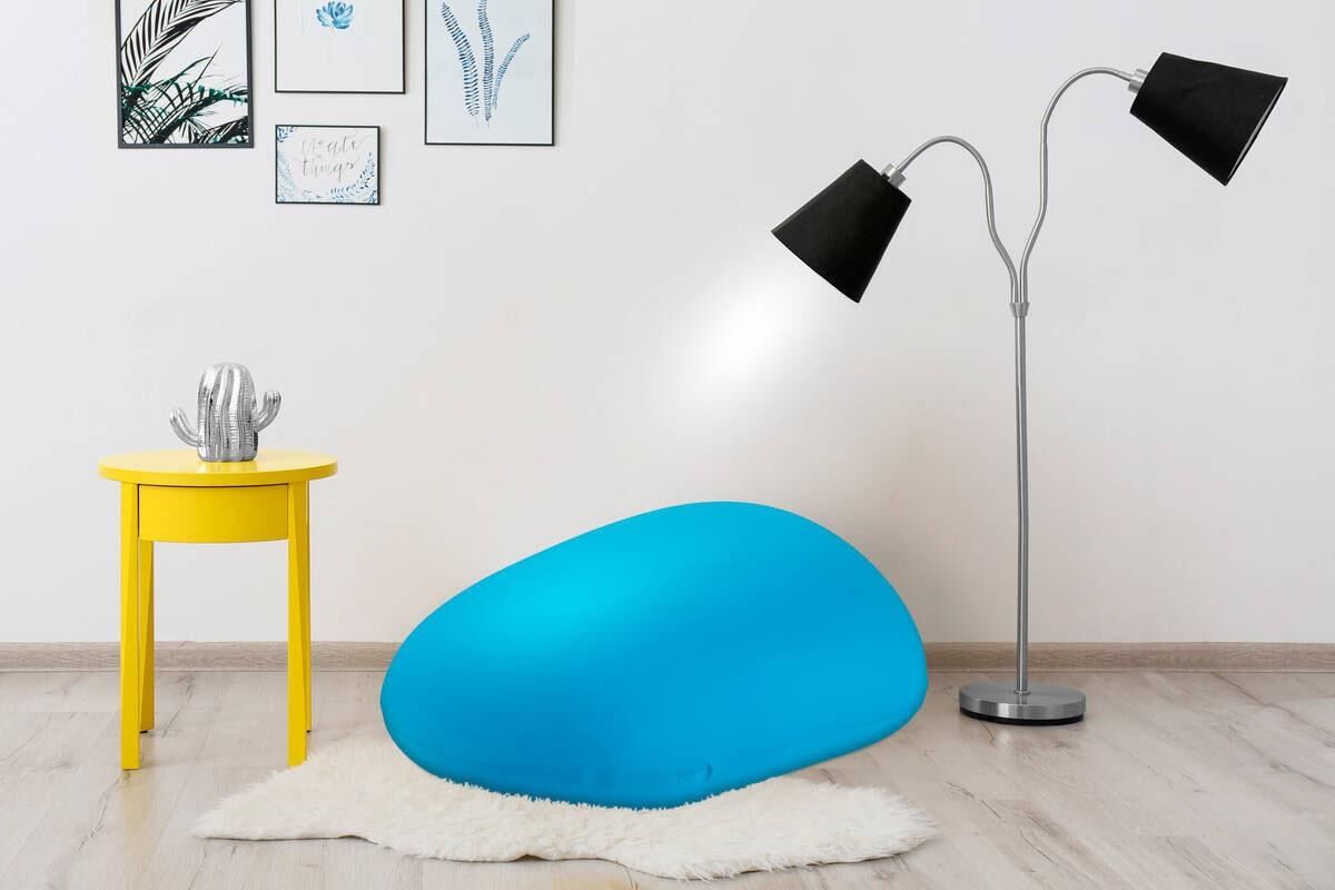 Sitzsack KAYOOM "Jump, Sitzsack-Kissen, einfach gestaltet, weich gefüllt", blau (eisblau), B:78cm H:50cm T:101cm, Bezug: Lycra 82% Nylon 18% Elasthan Füllungmaterial: EPS-Perlen, Sitzsäcke, Sitzsack, komfortabel, modern, sorgfältige Verarbeitung, Aussenhü