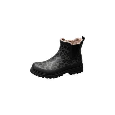 Gummistiefelette VERBENAS "LUA FUR SMOOTH ANIMAL", Damen, Gr. 39, grau (schwarz, grau), Naturkautschuk, Schuhe, Rainboots, Regenstiefel in aktueller Leo-Optik