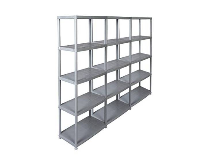 Kreher Kunststoffregal 3er-Set Grau, 5 Böden, 71x38x171 cm Lagerregal mit 150 kg Traglast pro Regal, TÜV Rheinland geprüft, 30 kg pro Boden