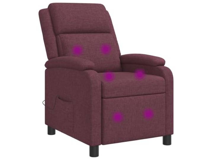 Massage Relaxsessel Lila Stoff Verstellbar 115°-160° Metall-und-Holz-Gestell, Schaumstoff-Kissen, 100% Polyesterbezug, feuchtes Tuch zur Pflege