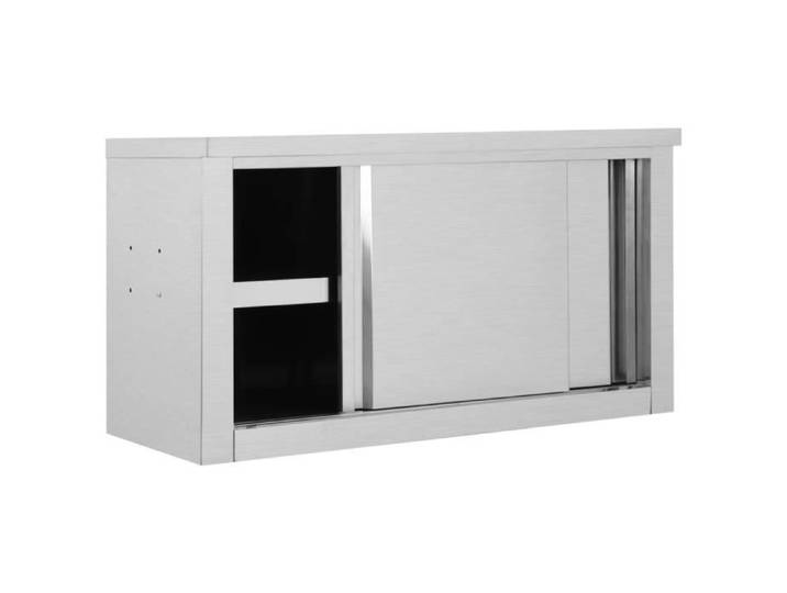 Meuble de cuisine - DUOKON - Armoire avec portes coulissantes - 90x40x50 cm - Inox - 2 portes