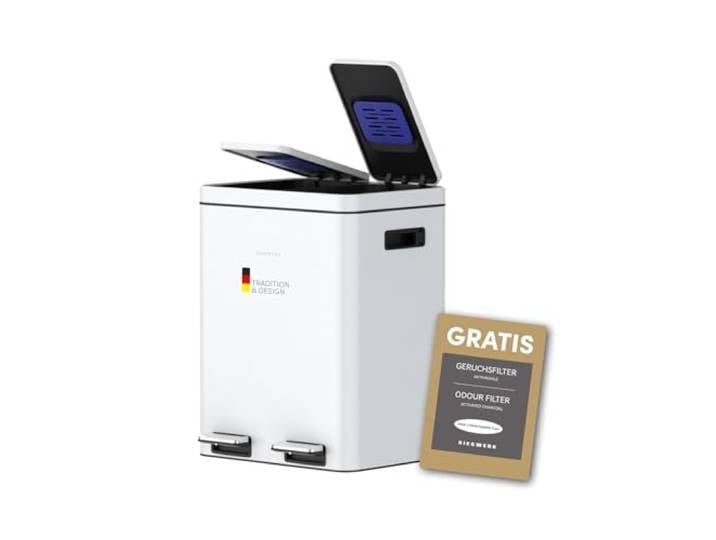SIEGWERK - Kolekto 2 - Design Mülleimer - Mülltrenner - extra stabil - neutralisiert Gerüche - Soft Close - 2x18l - weiss - Pure snow