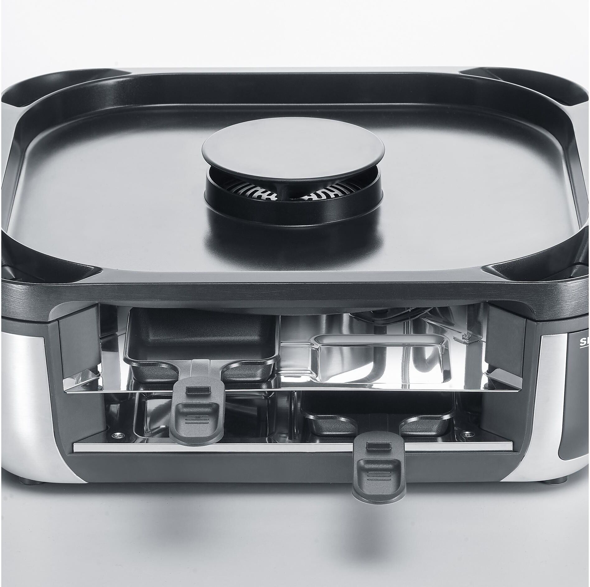 Severin Raclette "RG 2379 Smokeless 8 Personen", schwarz (schwarz, silberfarben), B:37,5cm H:16,5cm, Raclettes, Raclette schwarz, silberfarben Einheitsgröße