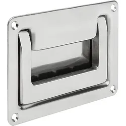 SCHALENGRIFF KLAPPBAR, ANSCHRAUBBAR, L1=132, L=115, H=93, EDELSTAHL 1.4301 ELEKTROLYTISCH POLIERT