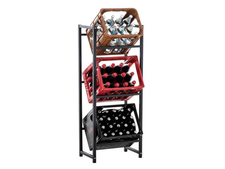 CLP Kastenständer Metall schwarz, Schwarz, 47x116x31 cm, Weinregale