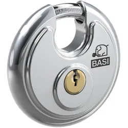 BASI 6100-7001-703 Rundbügel Vorhängeschloss RVS 610 Edelstahl Ø70mm gleichschließend