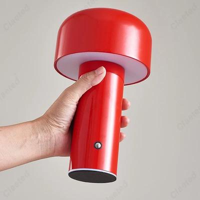 Uplifted Goods Portable Mushroom Table Lamp With Touch Control And Rechargeable Design red usb