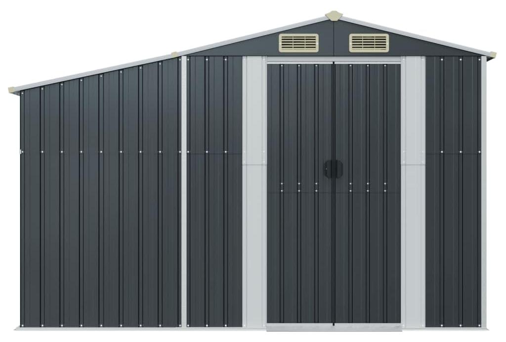 Gerätehaus Anthrazit, verzinkter Stahl - 277 x 93 x 179 cm - Metall-Gartenhaus - Abstellraum für Gartengeräte