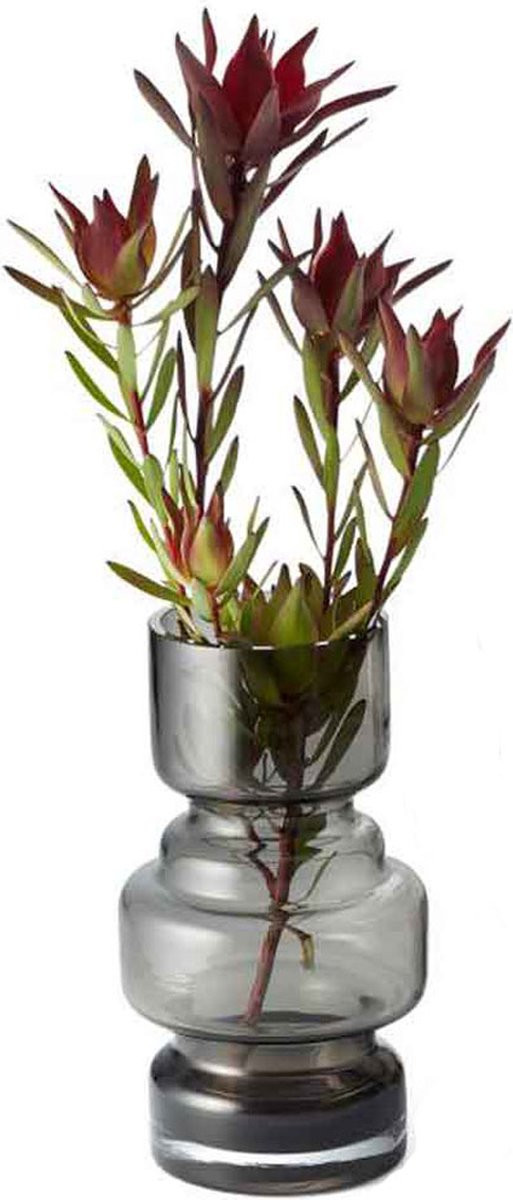 Philippi Design City Vase Small - Handgemaakte glazen vaas in grijs - Retro stijl