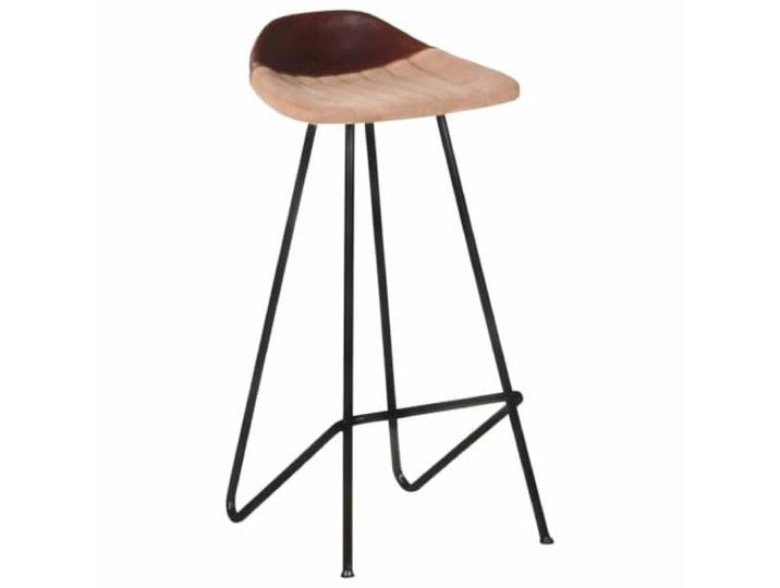 HGPOTUY Barhocker 2 STK. Braun Echtleder Ziegenleder, pulverbeschichtetes Eisengestell, max. 110 kg, Industrial-Stil, Küche, Hausbar, Esszimmer