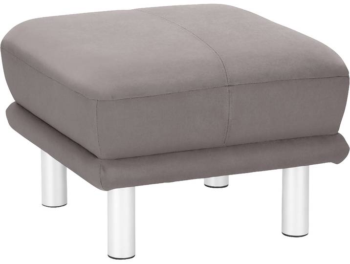 Hocker, Mikrofaservintage, Grau (Taupe), 66×66 cm, Modern, TRENDMANUFAKTUR