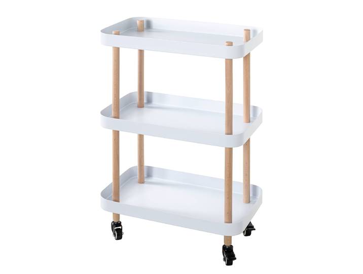 Table d’appoint roulante Levin 76cm Blanc/Blanc