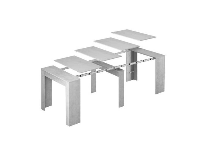 Dmora - Table console à rallonge Mornese Table avec rallonges polyvalentes extensible jusqu'à 10 places 51/237x90h78 cm Ciment