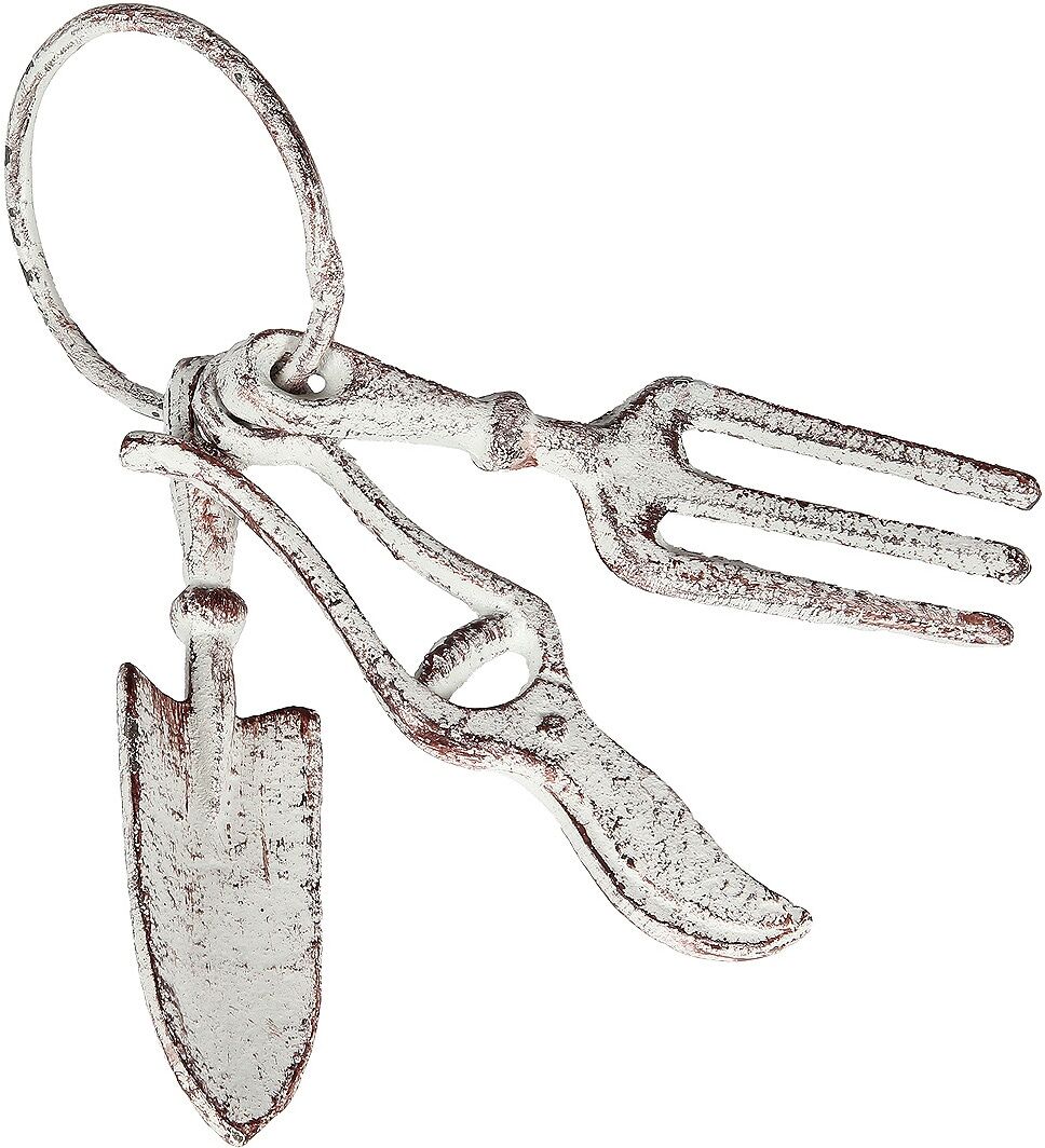 Dekoobjekt AMBIENTE HAUS "Garten Schlüsselbund", weiss (grau), B:7cm H:18cm T:5cm, Gusseisen, Dekofiguren, Dekoobjekt grau B/H/T: 7cm x 18cm x 5cm