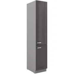Küchen Hochschrank 40cm Hochglanz Grau Küchenzeile Küchenblock Küche Grey Bianca