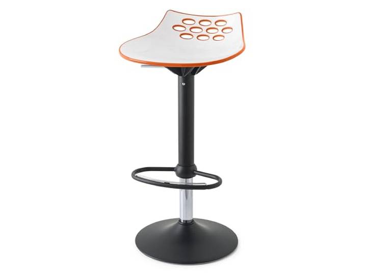 Connubia, Hocker Jam verstellbar Gestell schwarz matt Sitz weiß/orange transparent