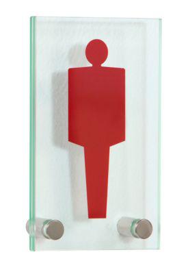moedel Türschild GALERIE, 2 Abstandhalter, Edelstahl, ESG-Glas, Schraubmontage, B 100 x H 160 mm, transparent