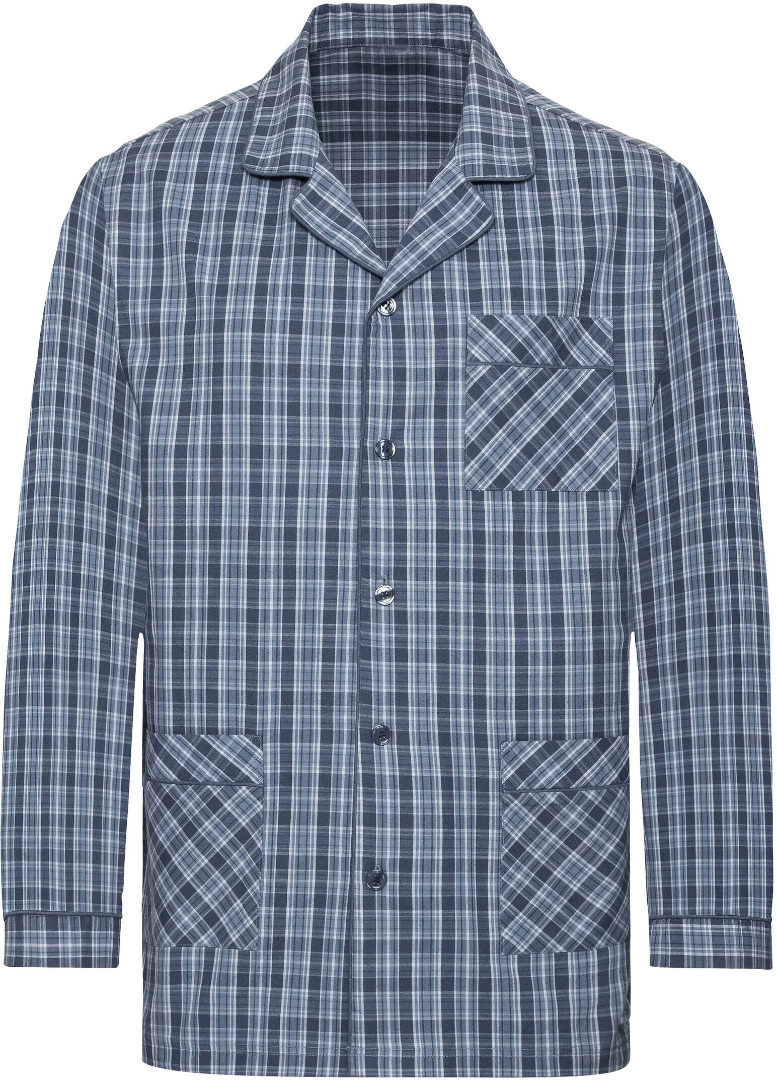 Pyjama WITT "Pyjama Pyjama", Herren, Gr. 48, blau, kariert, Homewear-Sets Pyjama