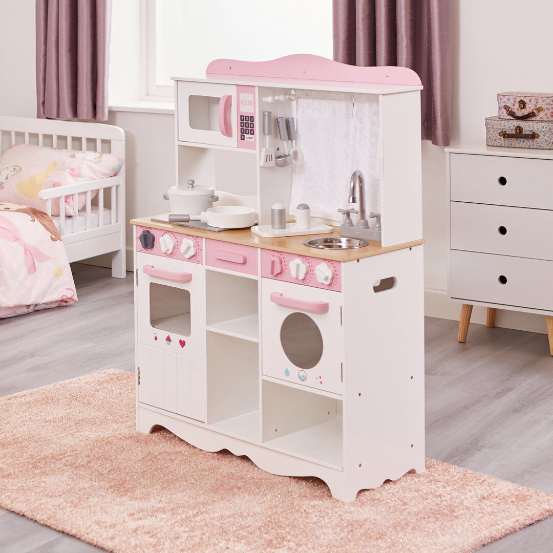 Liberty House Toys Play Kitchen Set Pink;White 97cm H X 70cm W X 35cm D