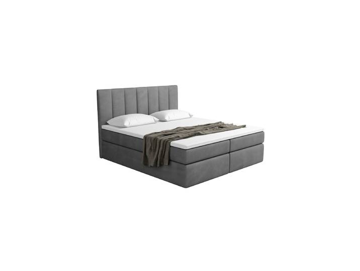 Design Boxspringbett „Saudade“ mit Ablagefach, Kunstleder Grau BLOOMINGLOFT Collection